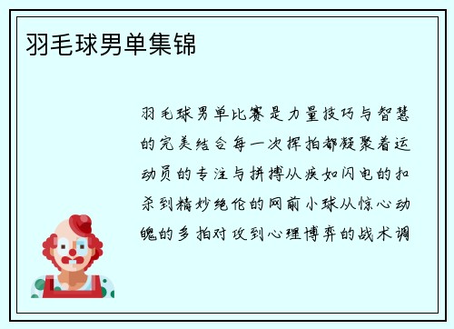 羽毛球男单集锦